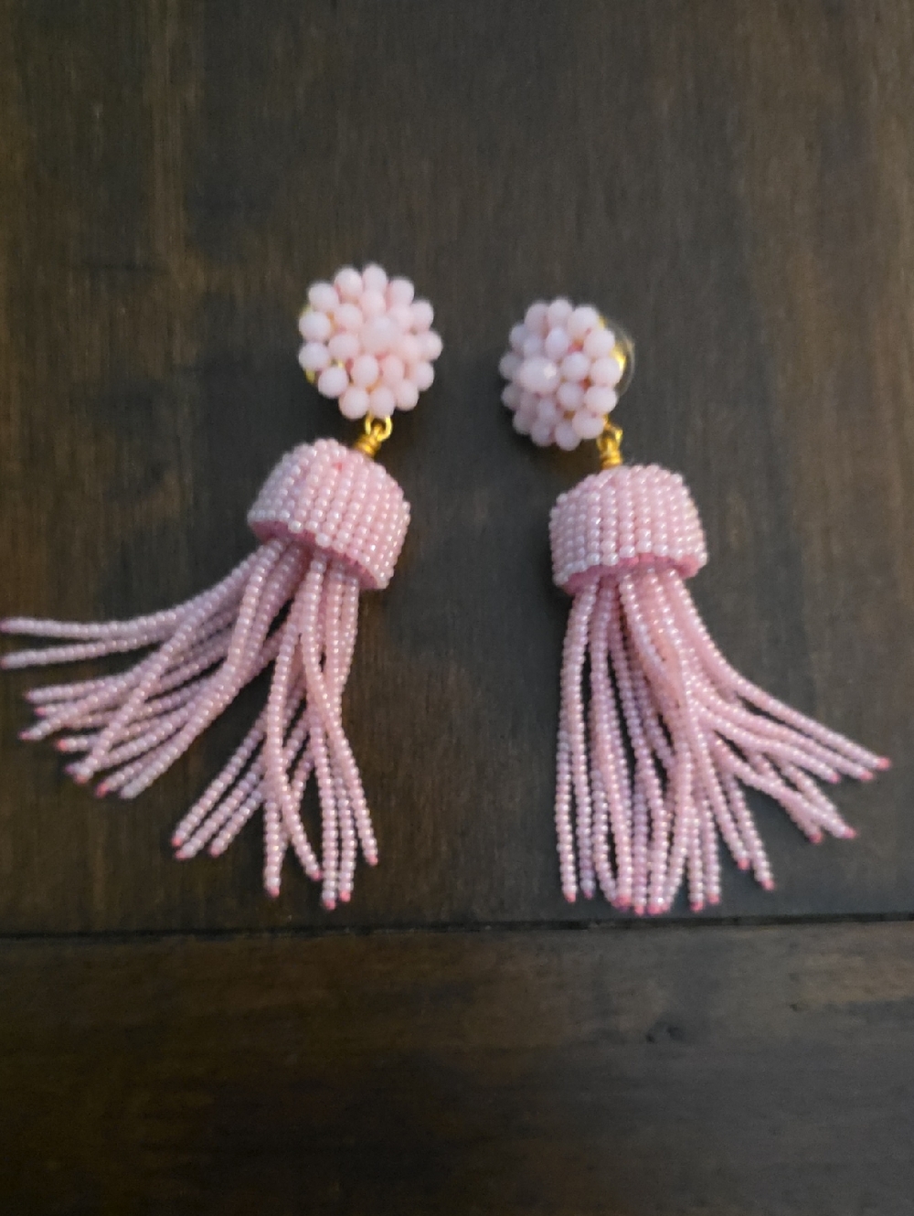 Pink Beaded Tassel Earrings - Women Jewelry Earrings